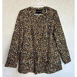 Who What Wear Womens Leopard Cheetah Animal Print Blazer Jacket Medium Office